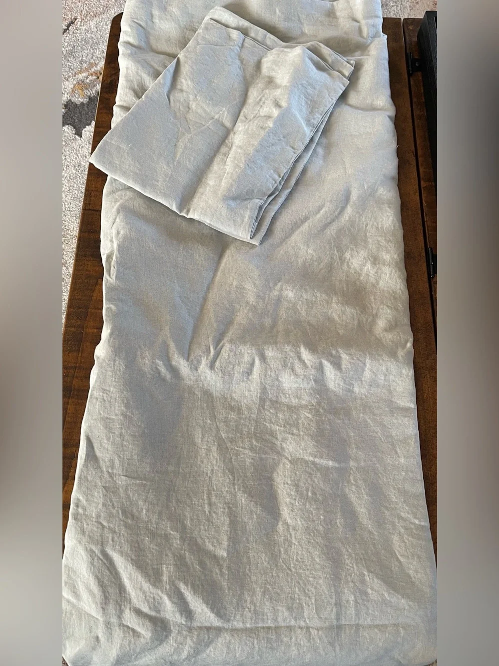 NWT Quince European Linen 3 Piece Duvet Cover Set, Full/Queen (Mist)